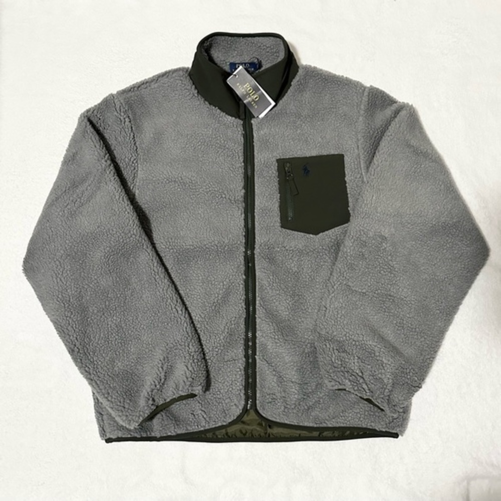 Polo Ralph Lauren Men Full-Zip Pony‎ Sherpa Fleece Coat Jacket -Size Med…